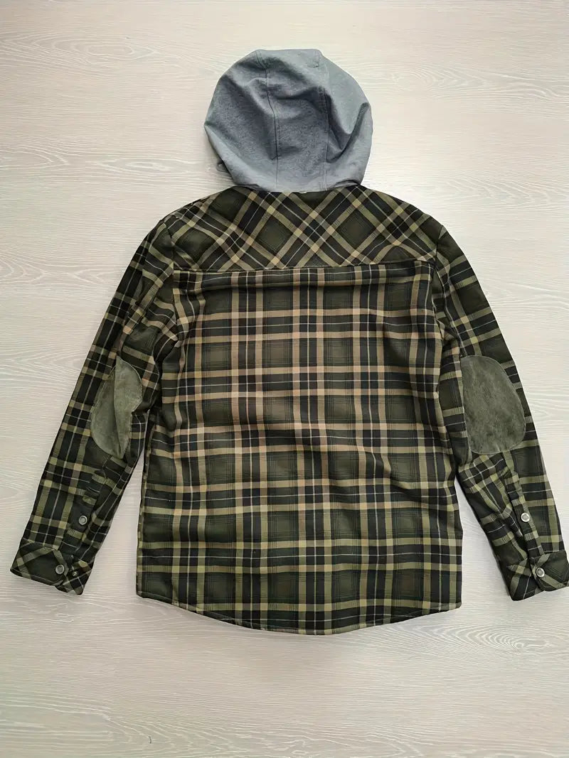 Check outdoor Jacket for men. Fleece lined with hood Fino