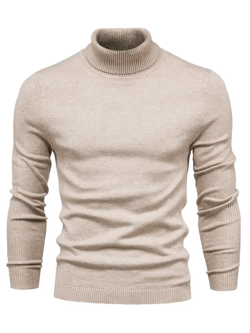 Men’s Slim fit Turtleneck Sweater - Soft Knit - Long Sleeve Smart Fino