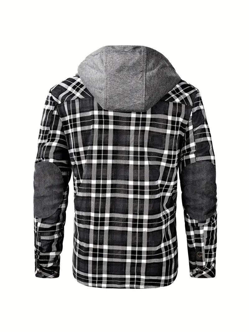 Check outdoor Jacket for men. Fleece lined with hood Fino