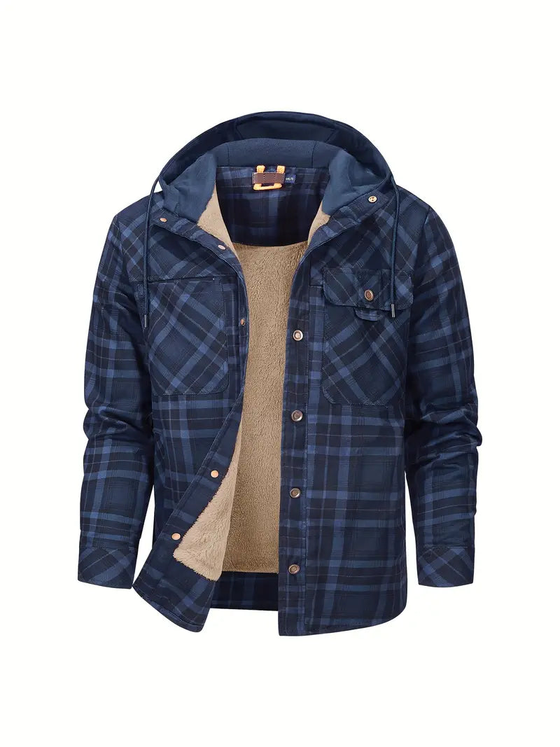 Check outdoor Jacket for men. Fleece lined with hood Fino