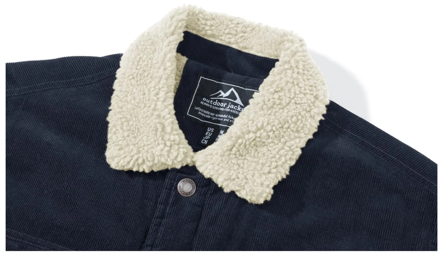 Men's Corduroy Fleeced Line Jacket With Fleece Collar Fino