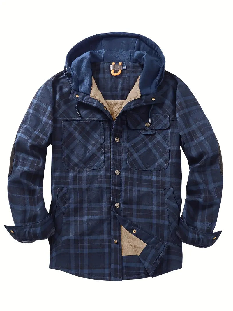 Check outdoor Jacket for men. Fleece lined with hood Fino
