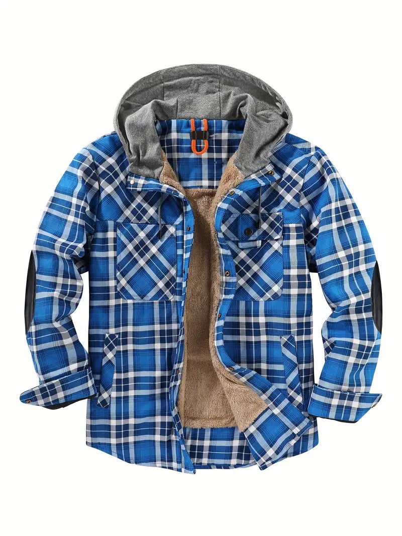 Check outdoor Jacket for men. Fleece lined with hood Fino