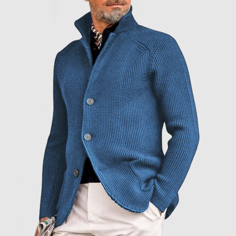 Men's Knitted Cardigan - Classic Sophisticated Button-Up Sweater with Ribbed Design Fino