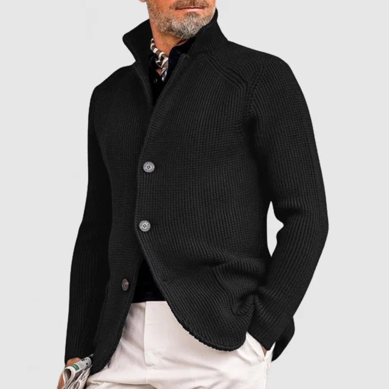 Men's Knitted Cardigan - Classic Sophisticated Button-Up Sweater with Ribbed Design Fino