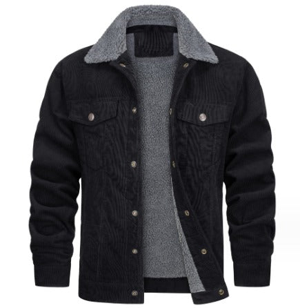 Men's Corduroy Fleeced Line Jacket With Fleece Collar Fino