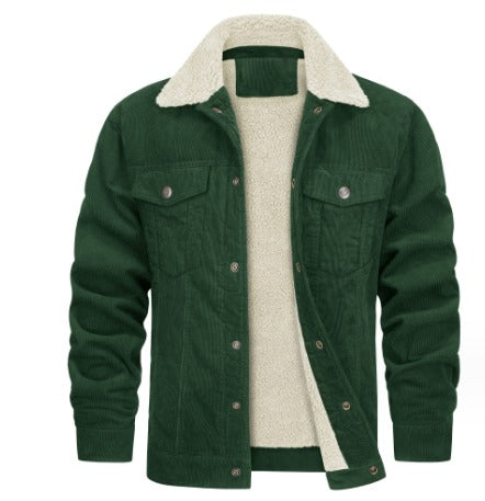 Men's Corduroy Fleeced Line Jacket With Fleece Collar Fino