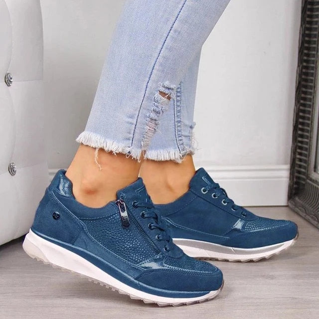 Orthopedic Style Walking Shoes with Arch Support - Featuring Side Zip Fino