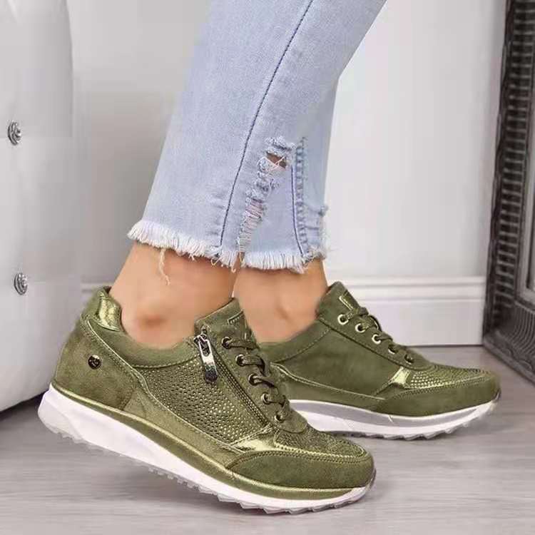 Orthopedic Style Walking Shoes with Arch Support - Featuring Side Zip Fino