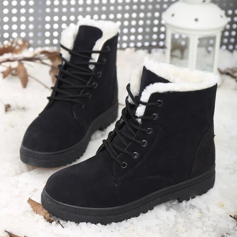 Lace-up women’s Fur Line Boots with thick sole Fino