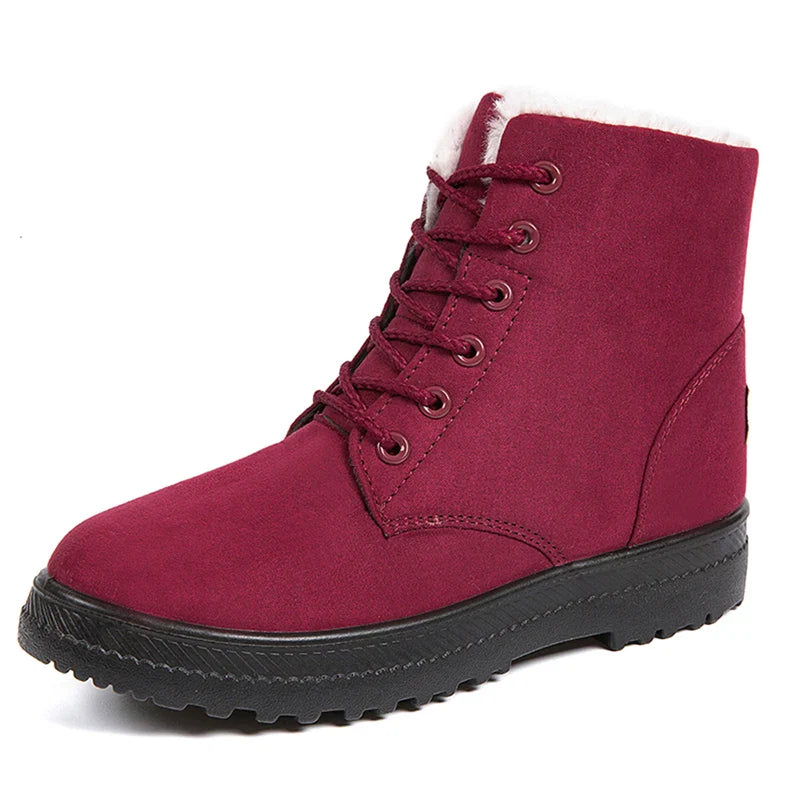 Lace-up women’s Fur Line Boots with thick sole Fino