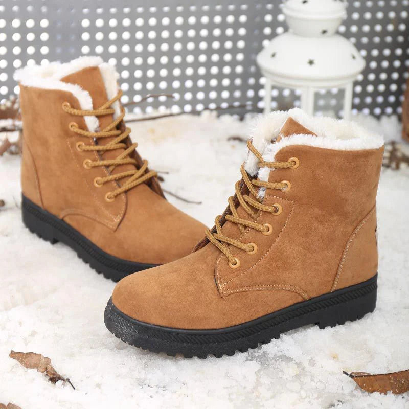Lace-up women’s Fur Line Boots with thick sole Fino