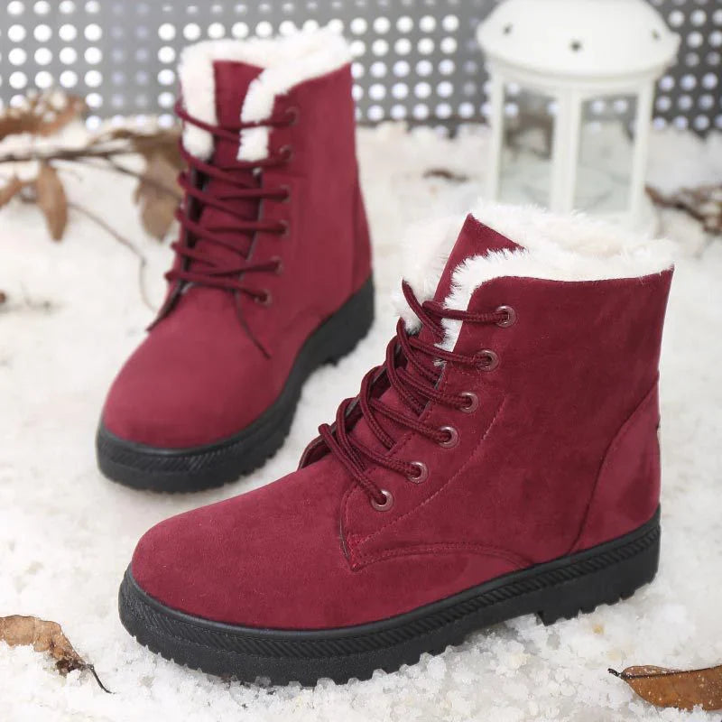 Lace-up women’s Fur Line Boots with thick sole Fino