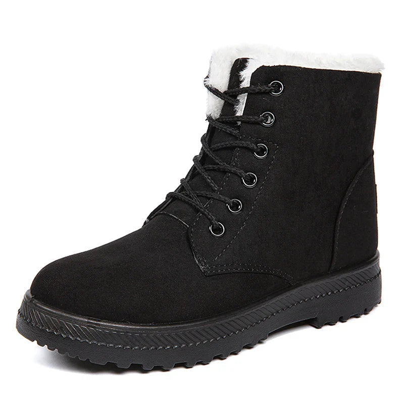 Lace-up women’s Fur Line Boots with thick sole Fino