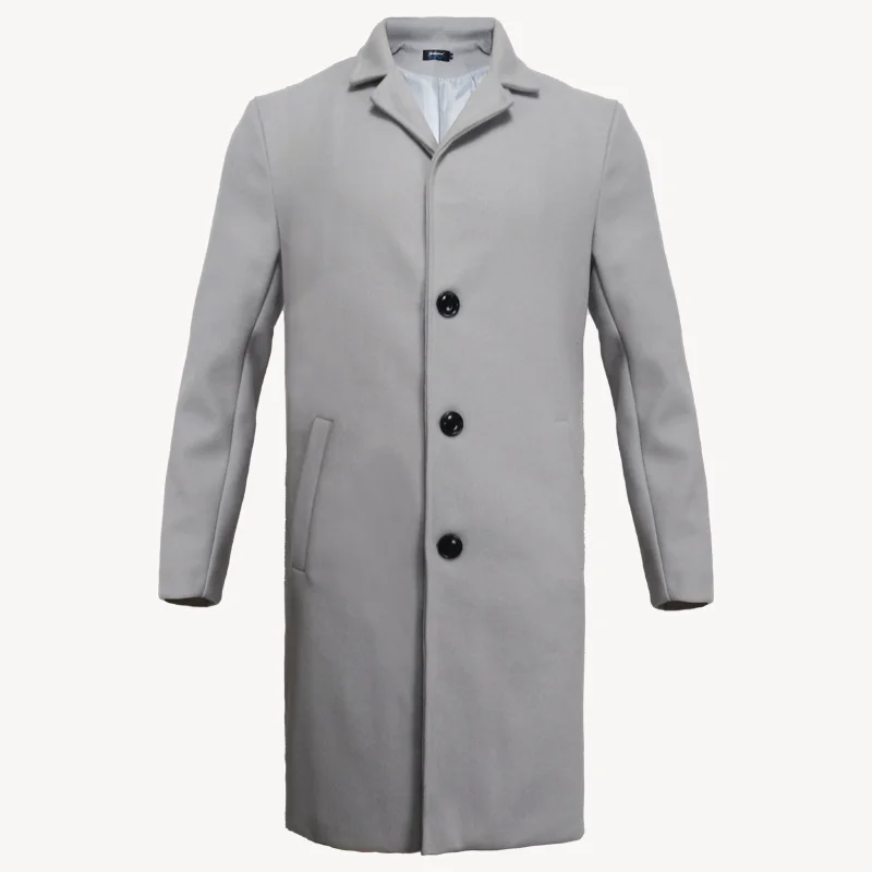 Men's casual Long Coat ,button-up Overcoat Fino