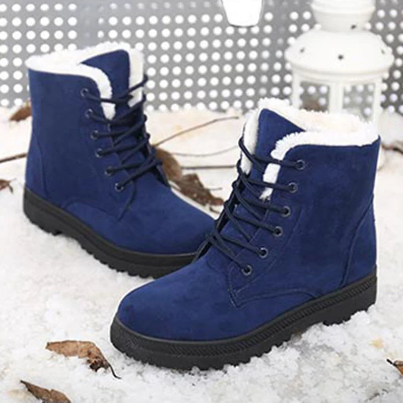 Lace-up women’s Fur Line Boots with thick sole Fino