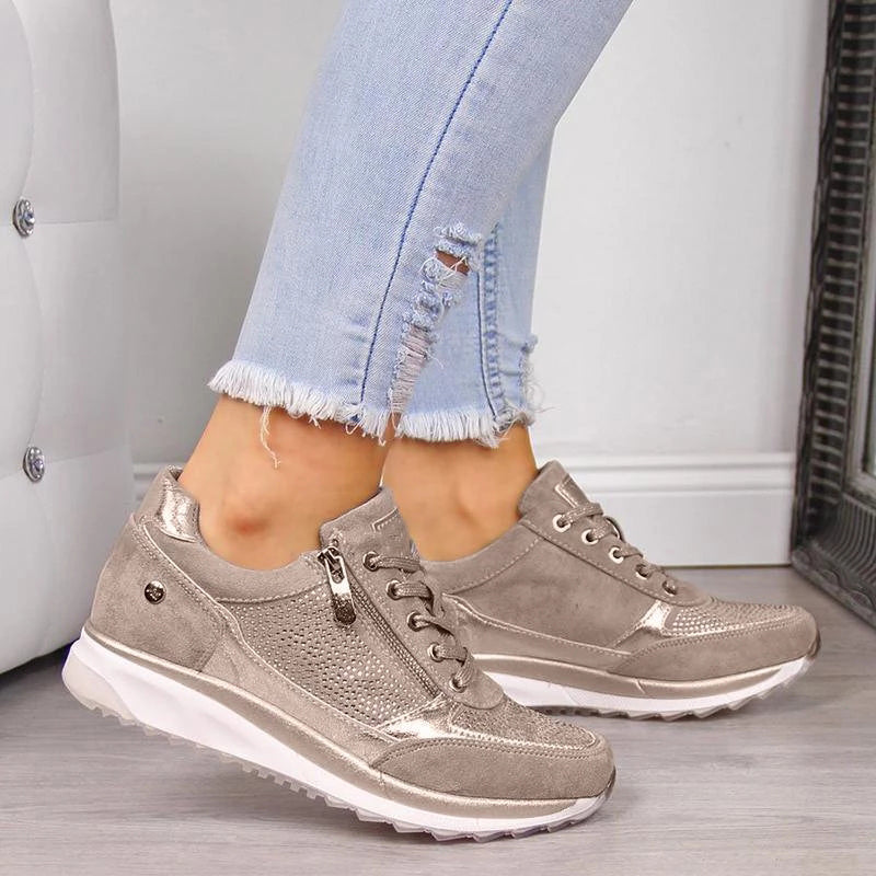 Orthopedic Style Walking Shoes with Arch Support - Featuring Side Zip Fino