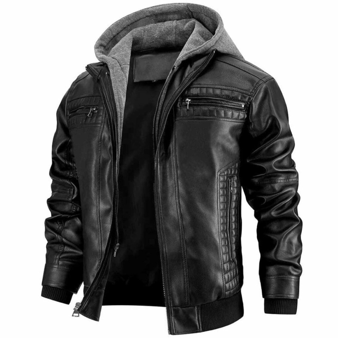 Retro multi-bag motorcycle style crocheted jacket for men Fino