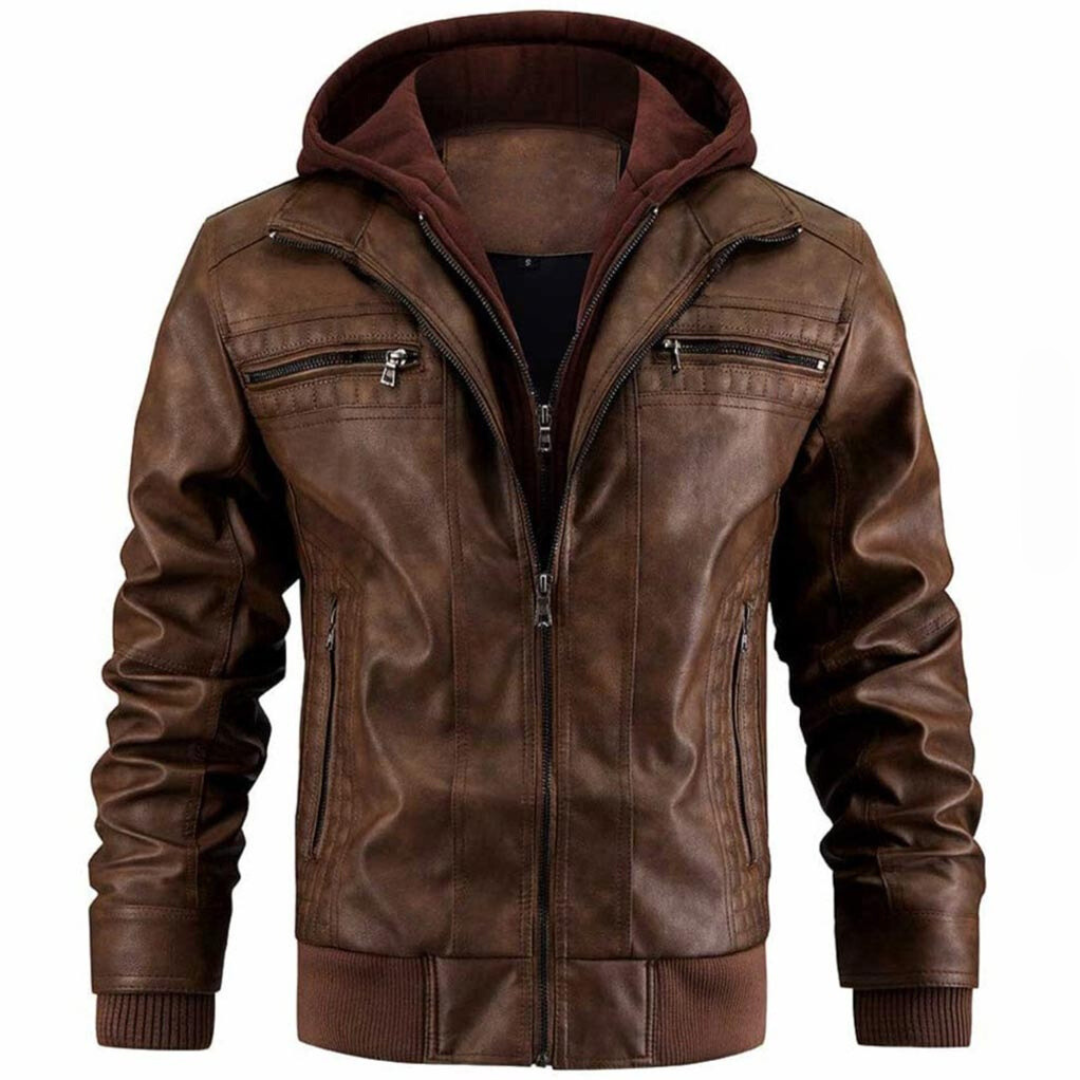 Retro multi-bag motorcycle style crocheted jacket for men Fino