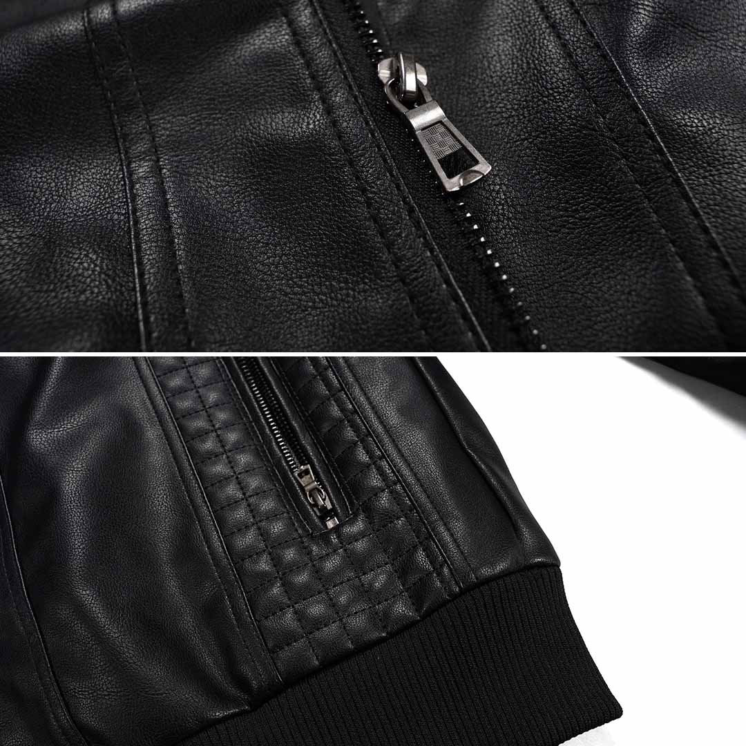 Retro multi-bag motorcycle style crocheted jacket for men Fino
