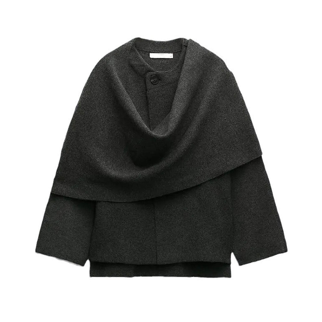Women’s Scarf Cardigan – Oversized Fit – Faux Wool Fino