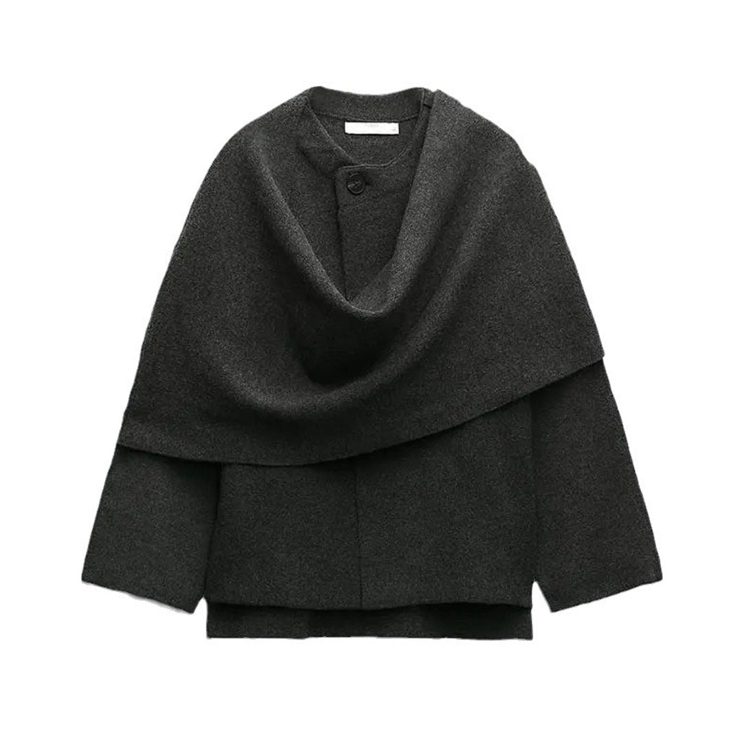 Women’s Scarf Cardigan – Oversized Fit – Faux Wool Fino