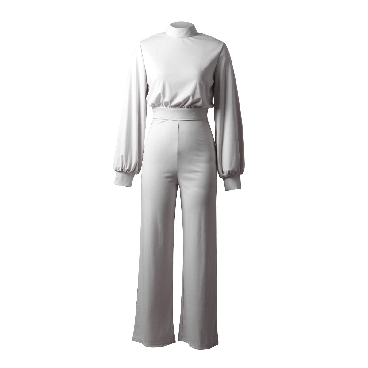 Womens Jumpsuit - Long-Sleeve High Collar Slim Fit Fino